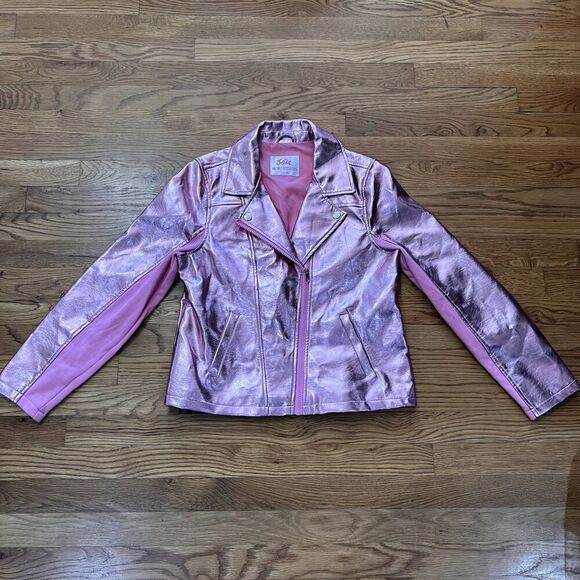 Justice Girls Metallic‎ Pink Motorcycle Jacket XL (18/20) - Picture 1 of 4